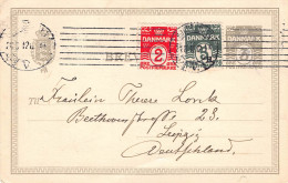 Danmark Ganzsache Gelaufen 1912 Nach Leipzig - Postwaardestukken