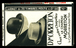 N°283-C21, Série 298-B, MORRETON CHAPEAU MELON Et EU, Daté Du 25.7.33 (variété Découpe à Cheval). SUP. R.R. (certificat) - Old : 1906-1965