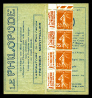 N°235-CP1, Semeuse, 25c Brun-jaune, LE PHILOPODE COUV 'B' (1871, 2ème Semestre), TTB (certificat)  Qualité: **   - Old : 1906-1965