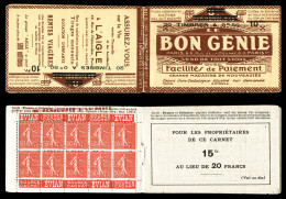 N°199-C3, Série 110S, BON GENIE Et AIGLE, Couverture Surchargée En Noir, Feuillet De Gauche Marge Sup Réduite, Sans Impo - Old : 1906-1965