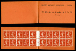 N°138-CM 5D, 'GRAND MAGASINS DU LOUVRE', Couverture Rose Foncé, Feuillet De 20 Timbres à 0f 10 Avec Millésime 5. SUP. R. - Alte : 1906-1965