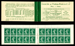 N°137-C9, Semeuse, 5c Vert, Couverture Avec En 2ème Page: Loi Du 19 Mars 1920 (40 Timbres), TTB (certificat)  Qualité: * - Vecchi : 1906-1965