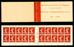 N°138-C1, Carnet De 20 Timbres à 0f.10- Prix: 2 Francs, TTB (certificat)  Qualité: **   - Oude : 1906-1965