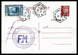 N°12, Timbre D'Algérie, 1F75 Bleu Surchargé 'PAR AVION RICHELIEU', Sur Entier Pétain, Pièce Superbe Et Rare (signé Schel - Military Airmail