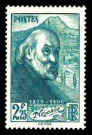 N°421B, Non émis: Cézanne 2f 25 Bleu-vert. SUPERBE. R.R. (signé Brun/certificat)  Qualité: *  Cote: 6000 Euros - Unused Stamps