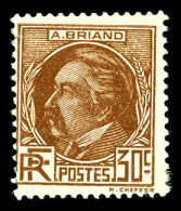 N°291, Non émis, Aristide Briand, 30c Brun, RARETE (signé Calves/certificat)  Qualité: *   - Unused Stamps