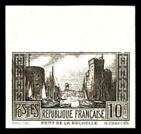 N°261Ba, Port De La Rochelle, 10F Brun-Noir Non Dentelé Haut De Feuille, SUPERBE. R.R. (signé Brun/Champion/certificat)  - Nuevos