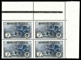 N°169, Orphelins, +1F Sur 5F+5F Noir Et Bleu-gris En Bloc De Quatre Coin De Feuille Très Bon Centrage, SUP (signé Brun/c - Nuevos