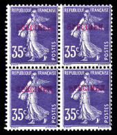 N°142, 35c Violet Surchargé 'SPECIMEN' Rouge En Bloc De Quatre (2ex*), SUPERBE. R.R.R. (certificats)  Qualité: **   - 1903-60 Semeuse A Righe