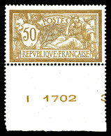 N°120, 50c Merson, Bas Feuille Numéroté. TTB (signé Calves)  Qualité: **  Cote: 580 Euros - 1900-27 Merson