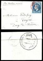 20c Lauré Obl Càd De Paris 'SC' Rouge Du 11 Oct 1870, Au Verso Cachet Noir Du Ministère Des Finances, Arrivée à Veyre Le - Krieg 1870