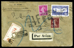 N°6c, 1F50 Outremer Avec Perforation Partielle 'PA30' Au Lieu De 'E.I.P.A.30' (inversé) Sur Lettre Recommandée Avec Cach - 1927-1959 Lettres & Documents