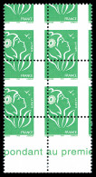 N°3733, Lamouche Vert (sans Valeur): Superbe Piquage à Cheval En Bloc De Six, Très Jolie Pièce (signé Calves/certificat) - Unused Stamps