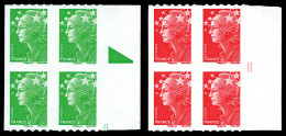 N°219 Et 220, Beaujard TVP Vert Et Rouge Roulettes Autoadhésif: 2 Bd4 Formés De 2 Paires Horizontale Non Découpées Avec  - Unused Stamps