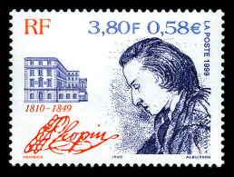 N°3287a, Chopin: Couleur Bleue Absente, Très Jolie Pièce, SUP (certificat)  Qualité: **  Cote: 500 Euros - Ongebruikt
