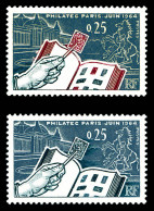 N°1403, 25c Philatec: Sans La Couleur Rouge. SUPERBE. R.R. (signé Calves/certificat)  Qualité: **   - Unused Stamps