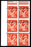 N°652, 1f50 Iris, Piquage Décalé Sur 4 Exemplaires Tenant à 2 Normaux En Bd6 Cdf. TTB  Qualité: **   - Unused Stamps