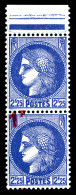 N°487a, 1F Sur 2f 25 Outremer: Sans Surcharge Tenant à Normal, Bord De Feuille, R.R. SUP (signé Calves/certificat)  Qual - Unused Stamps