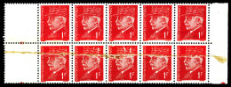 N°514, 1F Pétain, Impression Sur Raccord En Bloc De 10 Exemplaires Bdf. SUP (certificat)  Qualité: **  Cote: 650 Euros - Unused Stamps