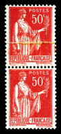 N°283t, 50c Paix: Impression Sur Raccord En Paire TB  Qualité: *  Cote: 120 Euros - Unused Stamps