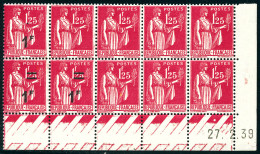 N°483, 1f Sur 1f25 Paix, 7 Exemplaires Sans Surcharges Tenant à Un Exemplaires Sans Les Barres Tenant à 2 Exemplaires No - Unused Stamps