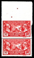 N°244d, Légion Américaine: Non Dentelé Tenant à Dentelé En Paire Verticale Haut De Feuille Avec Point De Repère (tirage: - Unused Stamps