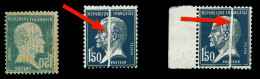 N°181, 1f50 Pasteur, 2 Ex Plis Accordéon (1*) + Recto-verso, Les 3 Ex TTB  Qualité: **  Cote: 370 Euros - Unused Stamps