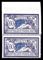 N°144d, Merson 60c: Non Dentelé Tenant à Dentelé*, Bdf, SUP (certificat)  Qualité: **  Cote: 1400 Euros - Unused Stamps