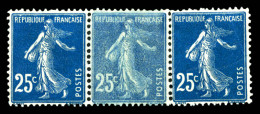 N°140, 25c Semeuse, Ex Impression Dépouillée Tenant à Normaux Au Centre D'une Bde De 3ex. TTB  Qualité: *   - Unused Stamps