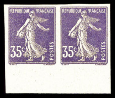 N°142, Semeuse 35c: Paire Non Dentelée Essai Sur Papier Pelure Verdâtre, Bdf, TTB  Qualité: (*)   - Unused Stamps