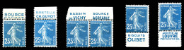 N°140, 25c Semeuse, 6 Exemplaires Avec Bandes Pub Differentes. TTB (certificat)  Qualité: **  Cote: 740 Euros - Unused Stamps