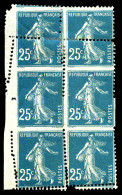 N°140, 25c Semeuse Type IIIA, Piquage Decalé Tenant à Non Dentelé Tenant à Dentelé Sur 3 Cotés En Bloc De 6 (2ex*). SUP. - Unused Stamps