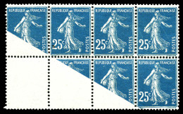 N°140, 25c Semeuse, Impression Partielle Sur Bloc De 8 Exemplaires Dont Timbre Non Imprimé (normaux*). SUPERBE. R. (cert - Unused Stamps