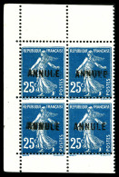 N°140-CI 3, 25c Semeuse, Double Surcharge 'ANNULE' Tenant à Normaux En Bloc De Quatre Provenant De Carnet. SUP. R. (sign - Unused Stamps