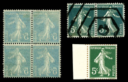 N°137, 5c Semeuse: 3 Variétés Dont Tirage Sur Bristol Dentelure Figurée Bdf, Bd4 Recto-verso Avec Annulation De Rebus. T - Unused Stamps