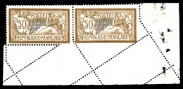 N°120h, 50c Merson, Piquage Oblique Par Pliage Sur Paire Coin De Feuille (1ex Pd). TB (certificat)  Qualité: *   - Used Stamps