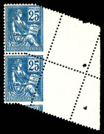 N°118k, 25c Mouchon Type II, Piquage Oblique Par Pliage Sur Paire Bord De Feuille (1ex*). SUP. R. (certificat)  Qualité: - Unused Stamps