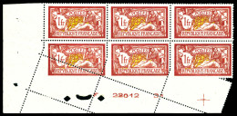 N°121o, 1f Merson: 3 Exemplaires Piquage Oblique Par Pliage Tenant à Normaux * En Bloc De 6 Coin De Feuille Numéroté Ave - Unused Stamps