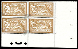 N°120b, Merson 50c: Centre à Cheval Sur Bloc De Quatre Coin De Feuille, Pièce Exceptionnelle. SUPERBE. R.R.R (certificat - Unused Stamps