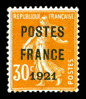 N°35, 30c Orange Surchargé 'POSTES FRANCE 1921', Très Bon Centrage, RARE DANS CETTE QUALITE, SUPERBE (signé Calves/certi - 1893-1947