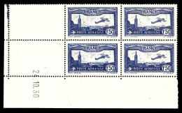 N°6b, 1F50 Outremer-vif En Bloc De Quatre Coin De Feuille Daté Du 24/10/1930 (1ex*), SUPERBE (certificat)  Qualité: **   - Aéreo