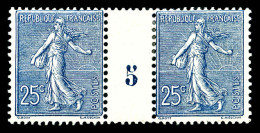 N°132, 25c Bleu En Paire Millésime '5', TB (certificat)  Qualité: **  Cote: 700 Euros - Millesimi