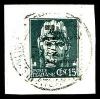 N°2, 15c Vert-gris Oblitéré Cachet à Date Du 2.3.44 Sur Son Support. SUPERBE. R.R.R. (signé/certificats)  Qualité: Oblit - War Stamps