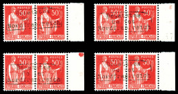 N°3, 50c Rose-rouge Surchargées Dunkerque, 4 Paires Bdf (froissures De Gomme), TB  Qualité: **  Cote: 600 Euros - War Stamps