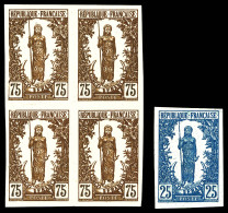 N°38, Femme Bakalois, 75c Bloc De 4 Sur Papier Carton + Ex Papier Normal (n°34). TB (certificat)  Qualité: (*)  Cote: 20 - Unused Stamps