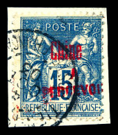 N°8, 15c Bleu Surchargé En Rouge Sur Son Support, Rare Et TB (certificat)  Qualité: Oblitéré  Cote: 1200 Euros - Timbres-taxe