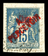 N°8, 15c Bleu Surchargé En Rouge Sur Son Support, Rare Et TB (signé Calves/certificat)  Qualité: Oblitéré  Cote: 1200 Eu - Postage Due