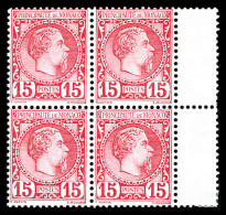 N°5, Charles III, 15c Rose En Bloc De Quatre Bord De Feuille Latéral, Fraîcheur Postale, Bon Centrage, SUP (certificat)  - Ungebraucht