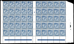 N°127, 25c Bleu En Panneau De 50 Exemplaires Millésime '2'. SUP. R.R. (certificat)  Qualité: **  Cote: 26250 Euros - Full Sheets