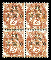 N°46b, 50c Sur 2c Brun-lilas: Surcharge Renversée En Bloc De Quatre (2ex*). TB  Qualité: **  Cote: 520 Euros - Unused Stamps